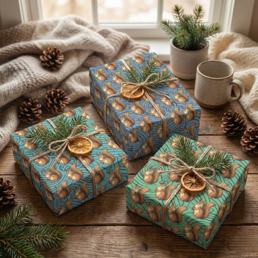 Nutty & Nice: Eekhoorn-thema inpakpapier