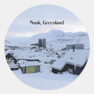 Nuuk, Groenland landschapsfoto Ronde Sticker