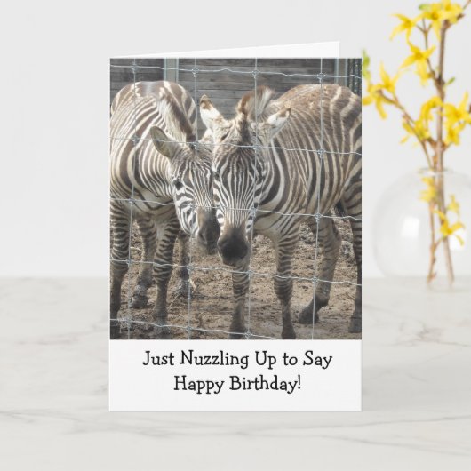 Nuzzling Zebras Kaart (Gele Bloem)