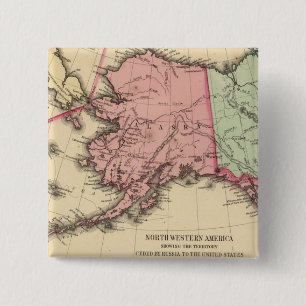 NW America Map door Mitchell Vierkante Button 5,1 Cm