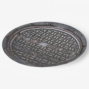 NY City Sewer Hoesje & Asphalt Funny Novelty Party Papieren Bordje
