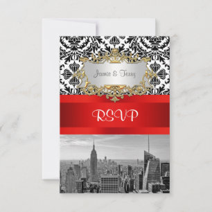 NY City Skyline BW 432 Damask RSVP 1