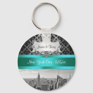 NY City Skyline BW B3 Damask F2 - Sleutelhanger