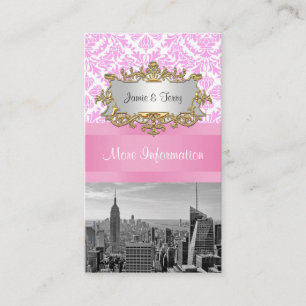 NY City Skyline BW D4P Roze Damast Enclosure Informatiekaartje