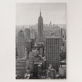 NY City Skyline Empire State Building, WTC BW Legpuzzel