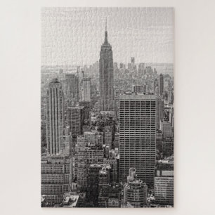 NY City Skyline Empire State Building, WTC BW Legpuzzel