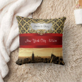 NY City Skyline Sepia B4 Damask Pillow Kussen (Deken)