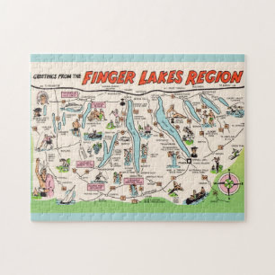 NY Finger Lakes Geïllustreerde 11x14 Puzzel