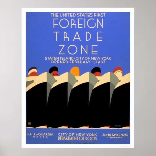 NY Foreign Trade Zone 1937 WPA Poster (Voorkant)