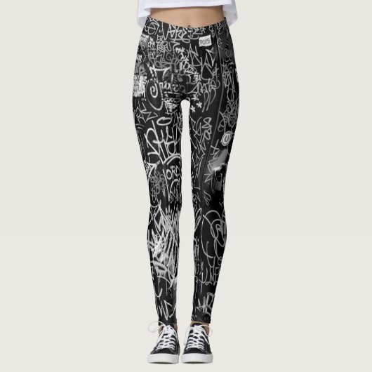 NY GRAFFITI HEEFT LEGGINGS ZWART OMHOOG (Voorkant)