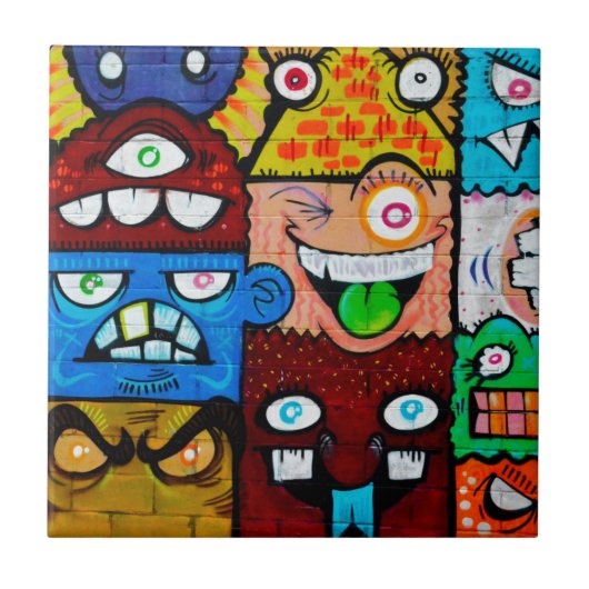 NY Graffiti Street Art - Gekke muzikanten Tegeltje (Voorkant)