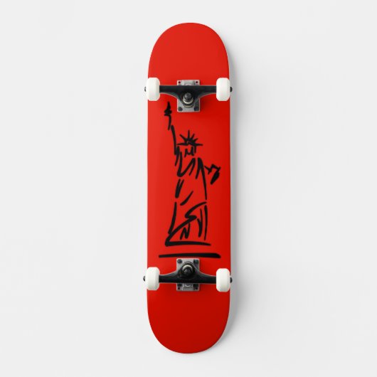 NY Lady Liberty Red Skateboard (Voorkant)