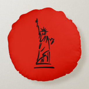 NY Lady Liberty Rood Rond Kussen