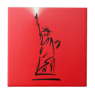 NY Lady Liberty Rood Tegeltje