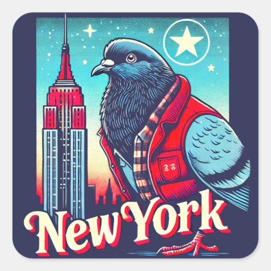 NY PIGEON 2 VIERKANTE STICKER (Voorkant)