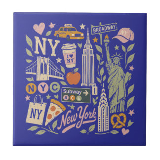 ny retro collage ontwerp tegeltje