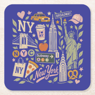 ny retro collage ontwerp vierkante kartonnen onderzetter