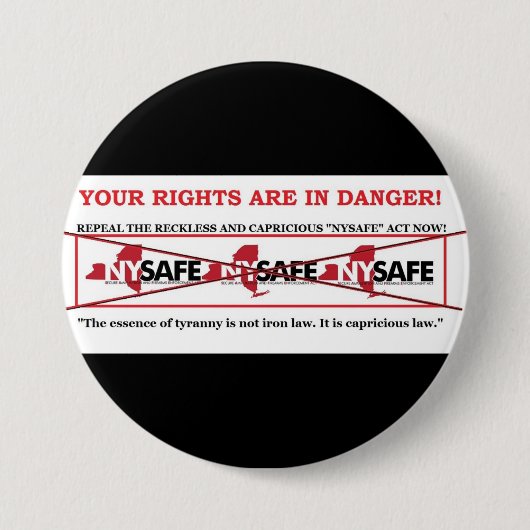 NY SAFE ACT pin intrekken Ronde Button 7,6 Cm (Voorkant)