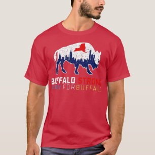 NY Skyline Flag Buffalo sterk gebeden voor Buffalo T-shirt