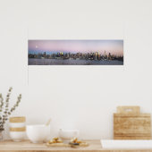 NY Skyline Full Moon in Dusk Panorama Poster (Keuken)