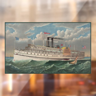 NY Voyage Grand Paddlewheel Stoomschip The Pilgrim Raamsticker