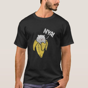 Nya Kat Banaan Grappige Kitten Huisdier Kawaii Vin T-shirt