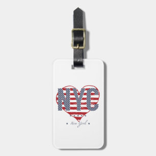 NYC American Flag Heart Bagagelabel
