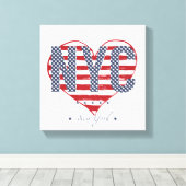 NYC American Flag Heart Canvas Afdruk (Insitu (Houten vloer))