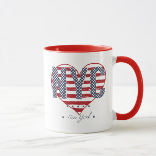 NYC American Flag Heart Mok