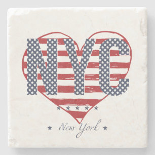 NYC American Flag Heart Stenen Onderzetter