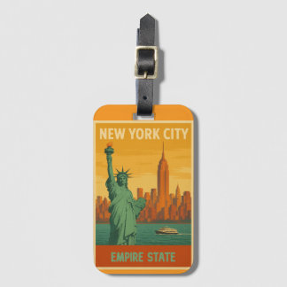 NYC Beeld van de Vrijheid & Empire State Retro Bagagelabel