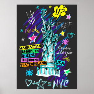 NYC-beeld van de vrijheidsreistedkunst Poster