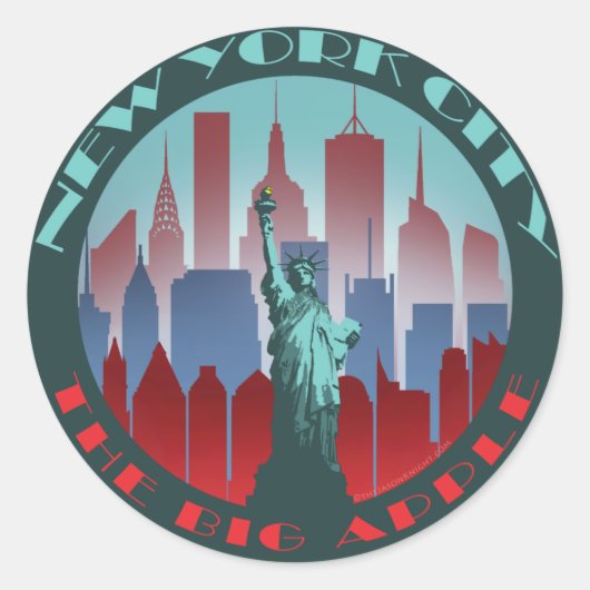 NYC Big Apple ronde Sticker (Voorkant)