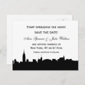 NYC Black Wide Skyline Silhouet #2 Bewaar de datum Aankondigingskaart (Voorkant / Achterkant)