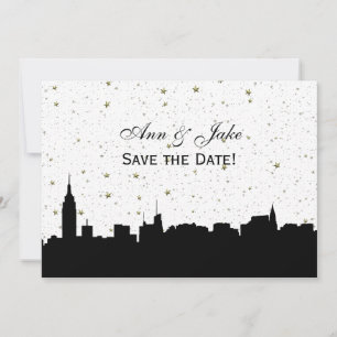 NYC brede silhouet doe-het-zelf achtergrond kleur Save The Date