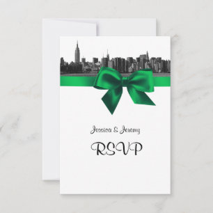 NYC brede silhouet geëtst BW groen RSVP #1 Kaartje