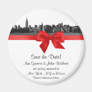 NYC brede silhouet geëtst BW Rood Save the Date R Magneet