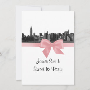 NYC brede silhouet geëtst BW Roze Sweet Sixteen Kaart