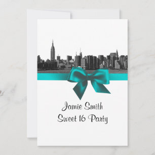 NYC brede silhouet geëtst BW teal Sweet Sixteen Kaart