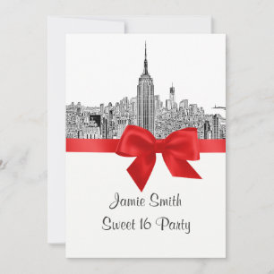 NYC brede silhouet geëtst Sweet Sixteen Kaart