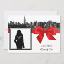 NYC brede silhouet geëtst zwart-wit rode foto afst