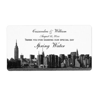 NYC brede silhouet gegraveerde BW waterfles Etiket