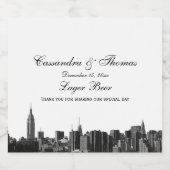 NYC brede skyline geëtst BW bier flesetiket Etiket (Enkel label)