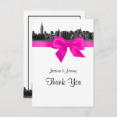NYC brede skyline geëtst BW heet roze dank u Bedankkaart (Voorkant / Achterkant)