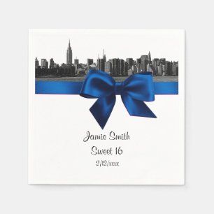 NYC brede skyline geëtst BW koninklijk blauw Sweet Servetten
