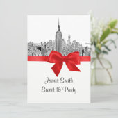 NYC brede skyline geëtst zoete zestien Kaart (Staand voorkant)