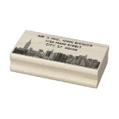 NYC brede skyline geëtste naam retouradres Rubberstempel (Stempel)