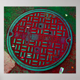 NYC Broadway Street Manhole Hoesje Art Print