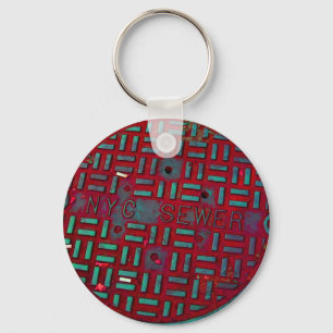 NYC Broadway Street Manhole Hoesje Sleutelhanger