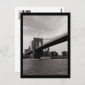 NYC Brooklyn Bridge B&W Briefkaart (Voorkant / Achterkant)